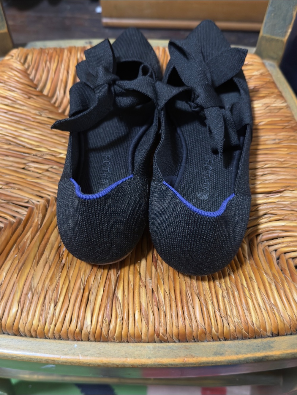 Rothy's Black Pointed Bow Flats - Picture 3 of 5